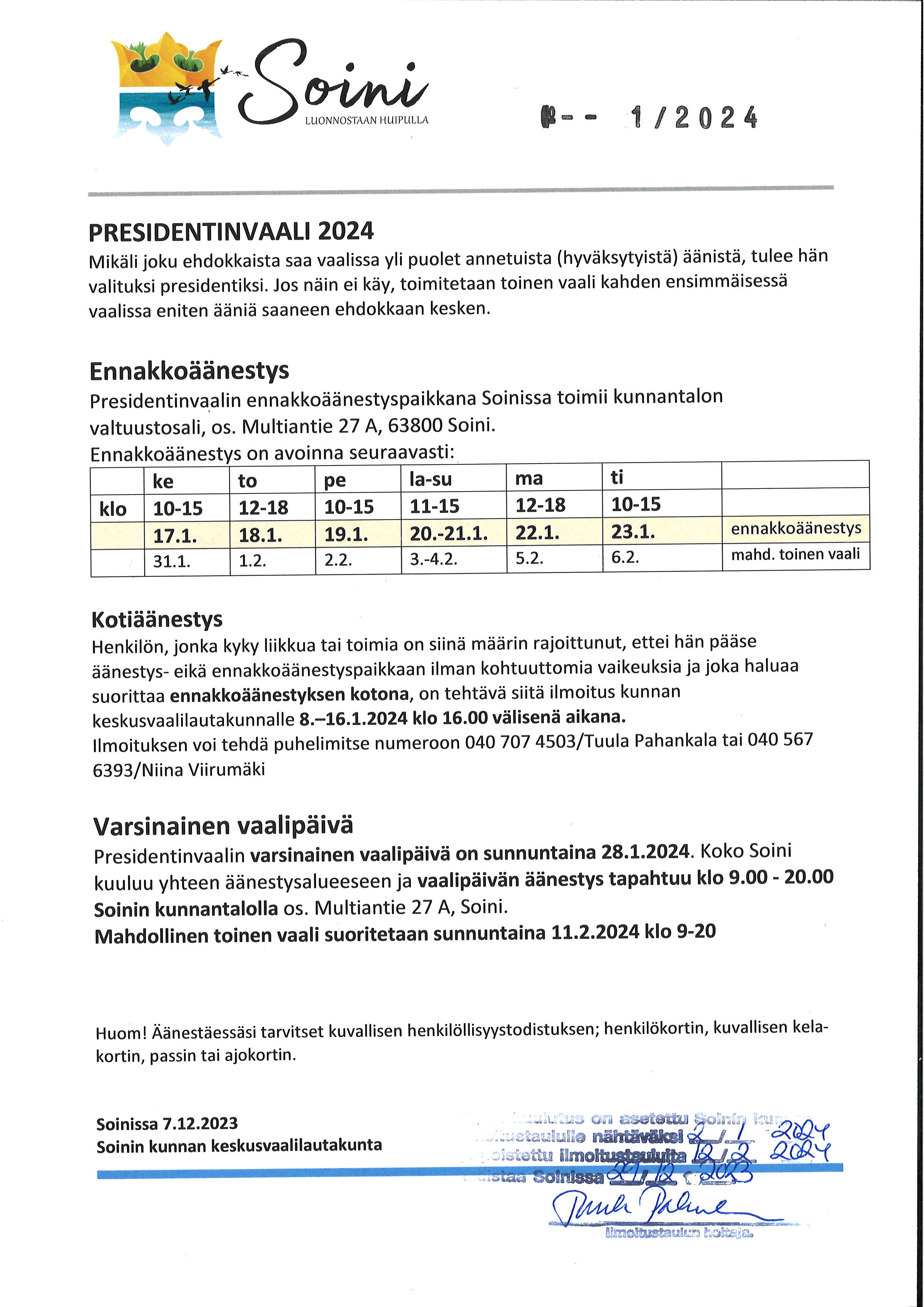 Presidentinvaali 2024 Soinissa | Soini